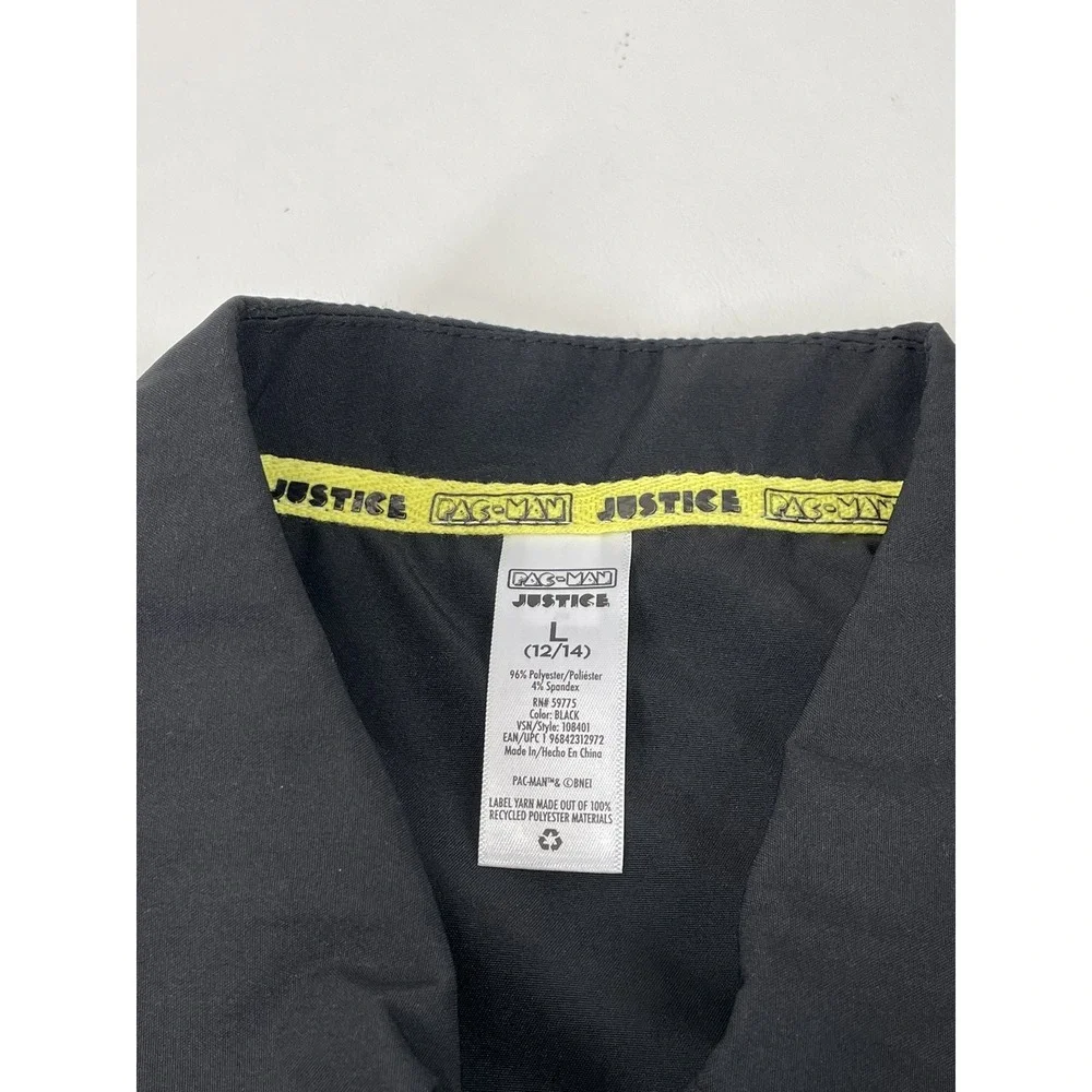 Justice Girls‎ Pacman Romper Size L Black Zip Front Drawstring Waist